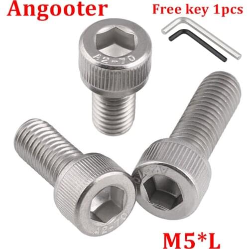100pcs DIN912 M5 Hexagon Socket Head Cap Screw Bolts 304 stainless steel hex allen socket screw M5*6/8/10/12/16/20/25/30/35/40