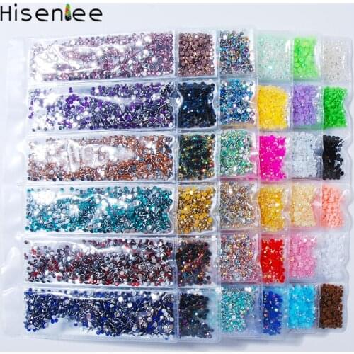 2MM 6000PCS New Hot Six Size Rhinestone Classic Shiny AB Color Jelly Resin 3D Fashion Nail Art DIY Accessories Decoration Tools