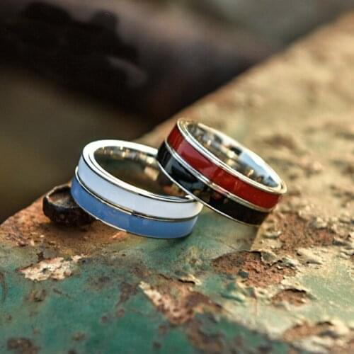 2021 New Fashion Hip-hop Punk Two-color Stainless Steel Men And Women Couple Engagement Ring Graduation Valentine’s Day Gift