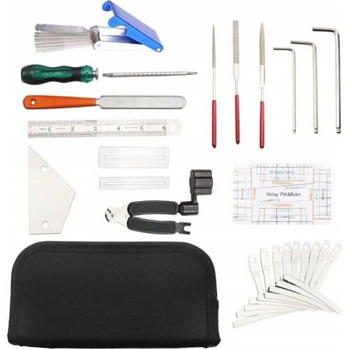 21pcs Guitar Tool Kit Repair Maintenance Tools Chain Organizer String Action Ruler Gauge Measuring Tool Hex Wrench Set