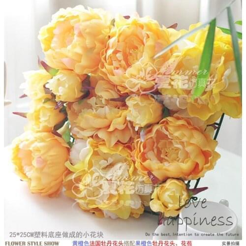 25cm*25cm Artificial silk Gold peony flower wall wedding decoration home decor party golden flowers wall background deor