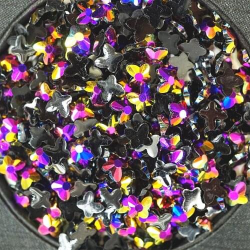 300PCS SS29 6.2mm butterfly shape Purple blue AB resin drill the Non hotfix flatback rhinestone acryl Decoration beads