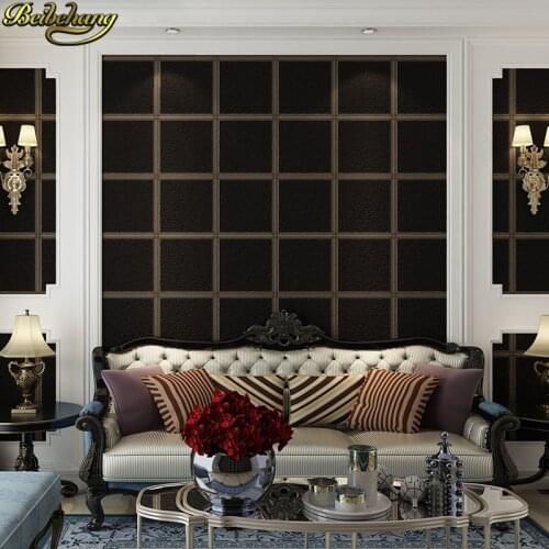 Beibehang European luxury striped TV background wall simple modern living room bedroom square Ceiling wall paper decoration home