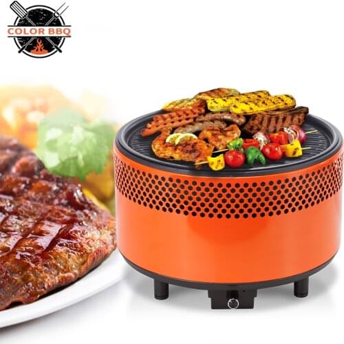 Safe body smokeless BBQ grills indoor convenient round frying oven washable windproof outdoor picnic tool for multiplayer