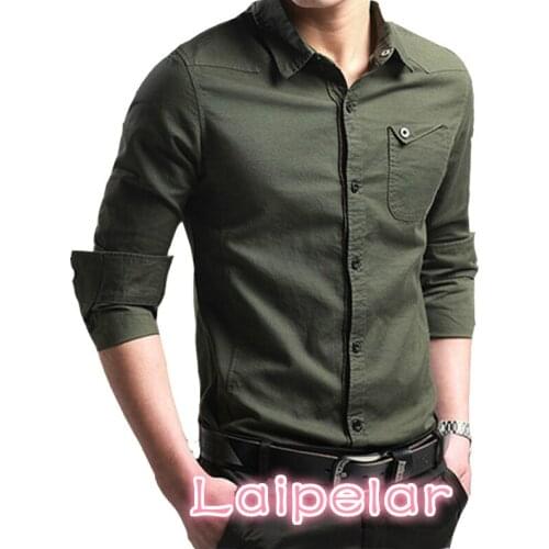 Brand Fashion Male Shirt Long-Sleeves Tops Slim Casual Solid Color Mens Dress Shirts Slim Men Shirt Large Size 4XL Laipelar