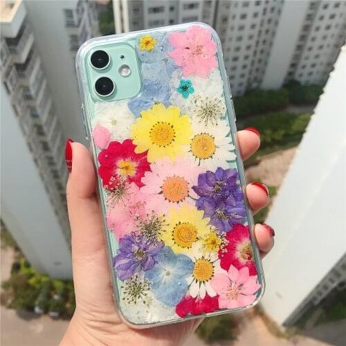 Handmade Clear Real Dried flowers Phone Case For Google Pixel 4 XL 3 3A XL 2, Real Floral Design Cell Phone Back Cover For Girls