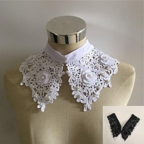 New Arrival Embroidery ABS Pearl Three-dimensional Flower Button Fake Collar DIY Sewing Lace Collar Decoration Dress Accessories