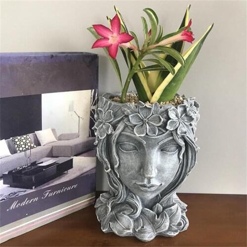 Vase Decoracion Retro Goddess Statue Succulent Flowerpot Potted Planting Container Sturdy Resin Craft For Hotel Office Courtyard