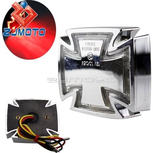 E-Mark E11 Custom Cross Maltese LED Taillight Brake Light For Yamaha V-Star V Star XVS 1100 Roadliner Midnight XV Virago 250 500