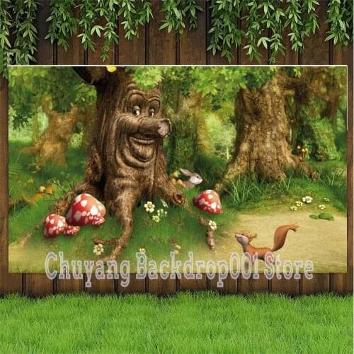 Sprookjesboom Backdrop Fairy Tale Kids Happy Birthday Party Photography Background Photo Studio Photocall Props Decor Banner