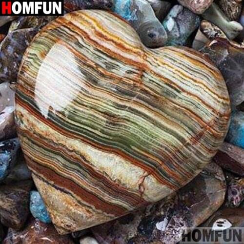 HOMFUN Full Square/Round 5D DIY Diamond Embroidery "Heart shaped stone" Diamond Painting Cross Stitch Rhinestone 5D A00747