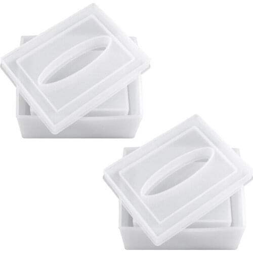 HOT-2Pcs Resin Molds Silicone for Tissue Holder Square Molds for Epoxy Resin Casting,Jewelry Makeup Storage,Home Decoration