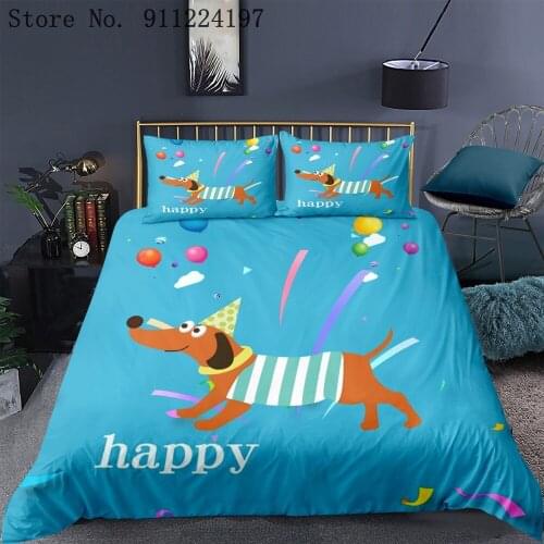 3D Cute Colorful Puppy Printing 3pcs Duvet Cover Set Luxury Cartoon Quilt Cover Adult Child Bed Sheet Comforter Bedding Set
