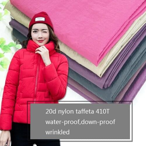 100*148cm Light Weight Nylon Taffeta Material Water-proof Crinkled Fabric For Down Coat