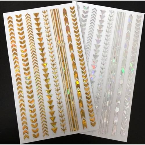 LSK-212 LASER GOLD line rounf design 3d nail art stickers decal diy nail tool decorations