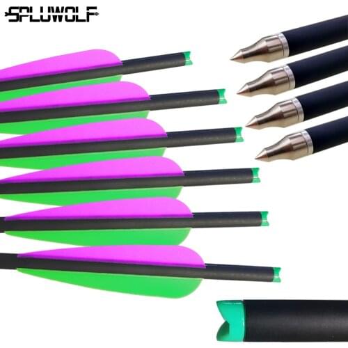 12PCS Bow and Arrow for Hunting Archery Bolt Crossbow Carbon Arrows 400 Spine
