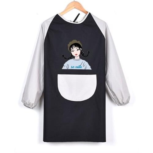 Cute Japanese apron long sleeve home kitchen waterproof and oil proof