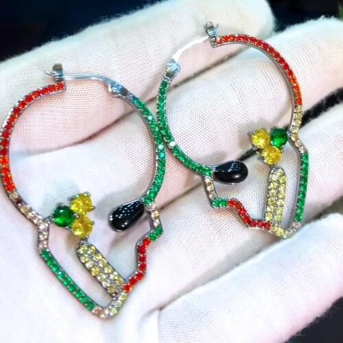 Missvikki Trendy Skeleton Skull style Pendant Drop Earrings For Women Party Cubic Zircon Dubai Bridal Earring boucle d'oreille