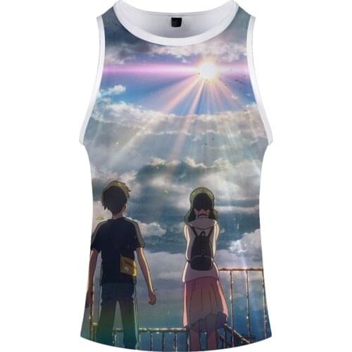 Son of the weather Japanese cartoon Fashion men Summer Vest Knitting Top Ladies Sleeveless Blouse Casual Tank Tops Clothing