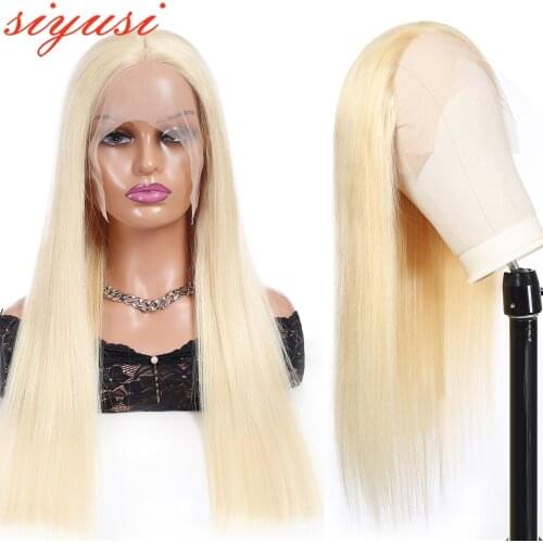 Blonde Lace Wig Brazilian Straight Remy Human Hair 613 Lace T Part Wigs Glueless Pre Plucked 13x1 HD transpare Lace Wig 150