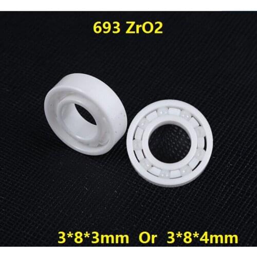 5pcs/10pcs 693 ZrO2 full Ceramic bearing 3x8x3 3x8x4 mm Zirconia ceramic ball bearing 3*8*3 3*8*4 mm for fishing reel