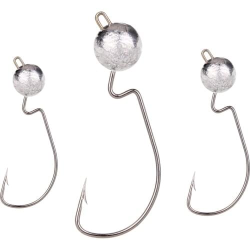 10pcs/pack Exposed Jig Head 3.5g 5g 7g 10g Head Hook Jig Baits Wide Crank Offset Fishing Hooks Jigging Fishing Accessories