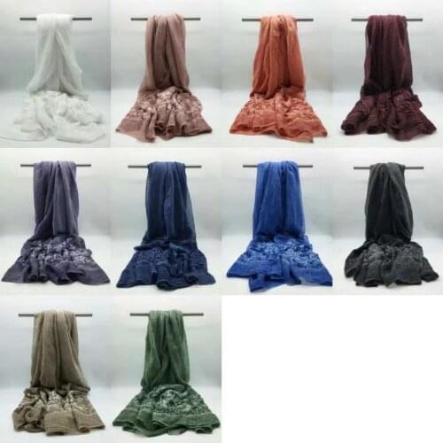 2016 New Luxury Embroidery Scarf Plain Embroider Flower Shawl Floral Vintage Scarves Cotton Linen Scarf Muslim Hijabs Hot Sale
