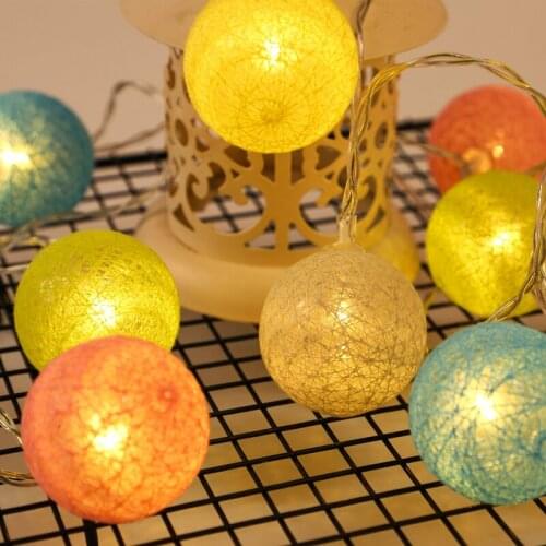 10/20 LED Cotton Ball Light String Garland Balls Fairy Lights christmas lights new year christmas home decoration Light room