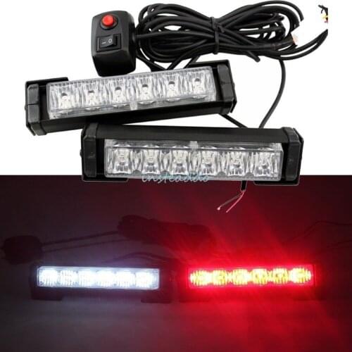 LED Light Bar Fireman Flashing Police Emergency Warning Fire Stroboscope Lights Red White