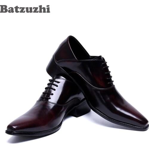 Batzuzhi Genuine Leather Men Shoes Fashion Pointed Toe Formal Leather Shoes Men Lace-up Business Party Shoes Male Zapatos Homb
