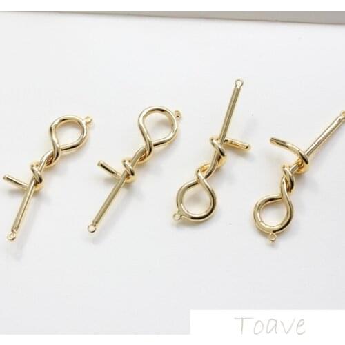 Twisted double hanging copper plated 18K real gold pendant handmade diy material accessories earrings earrings bracelet necklace