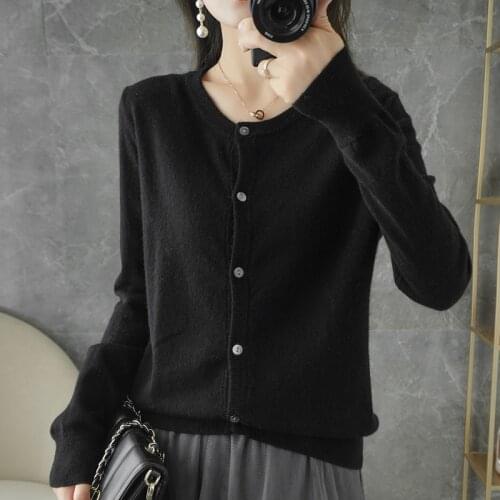 Adishree 2020 Cardigans for woman 100% cashmere sweaters knitted jumper High Quality Female knitwear O-neck cool comfortable