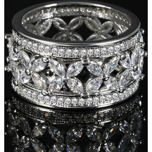 YaYI Jewelry Fashion Princess Cut Prong Setting White AAA Cubic Zirconia Silver Color Engagement Wedding Party Leaves Gift Rings