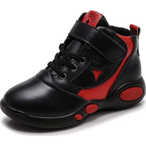 Winter Children Shoes Fashion Boys Snow Boots With Thick Plush Genuine Leather Ankle Boots For Toddler & Little Kids