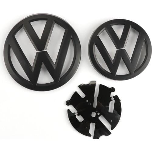Matt Black 135mm Front Grill Badge + 110mm Rear Trunk Lid Emblem Logo for VW Volkswagen Golf MK7