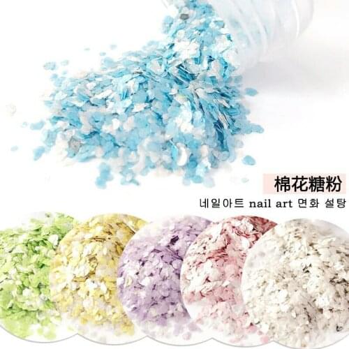 1 bottle(2g) 2017 New Japan Korean Charm Nail Art Sticker Decoration Colorful Cotton candy powder DIY Nail Tools For Manicure