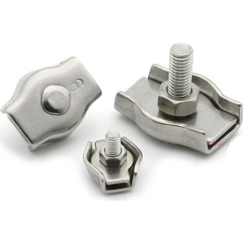 1pc 304 Stainless Steel Wire Rope Buckle Clips 2mm 3mm 4mm 5mm 6mm Cable Clamp Single Grips Fastener Hardware Accessories