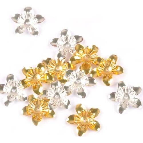 10pcs 19.5mm Gold Silver Flower Connectors Pendants Metal Crafts Filigree Wraps For DIY Scrapbook Handicraft Supplies yk0777