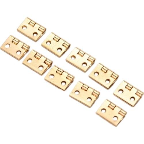 10Pc Mini Brass Plated Hinge Small Decorative Jewelry Wooden Box Cabinet Door Hinges with Nails Furniture Accessories