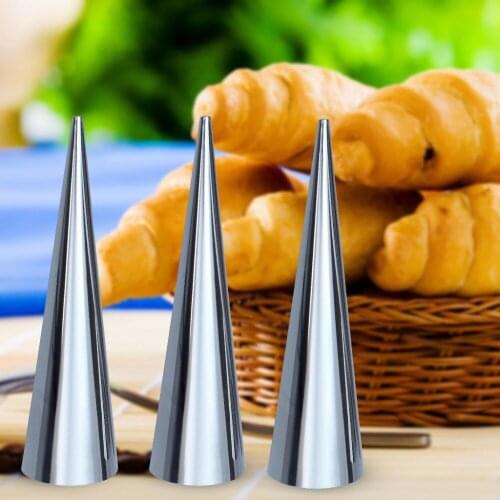 2Sets(=6Pcs) x 4.9"Stainless Steel Conical Tube Cone Danish Tool DIY Baking Cream Mold Pastry Roll Horn Mold Kitchen Tool