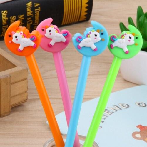 20 PCs Cartoon Moon Unicorn Gel Pen Cute Moon Pony Water Student Black Kawaii School Supplies Pens for Writing