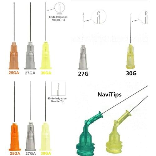 200* Dental Endo Irrigation Needle Disposable Syringe Tips 25G/27G/30G GA Side Vent One-Side Hole/2-Side Hole/Notched Navi Tips