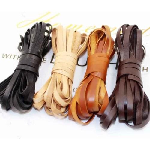 5 Yards Black Brown Natural Color 1mm Thickness 3 4 5 6mm Flat Genuine Cow Leather Rope Thread for DIY Leather Necklace Making