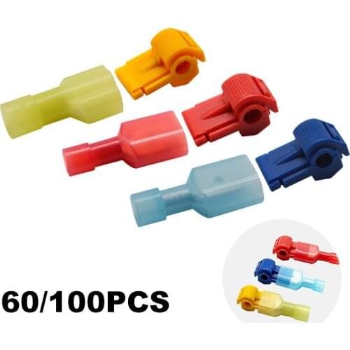 60/100PCS Quick Electrical Cable Connectors Snap Splice Lock Wire Terminals Crimp Wire Cable Connectors Standard Shipping
