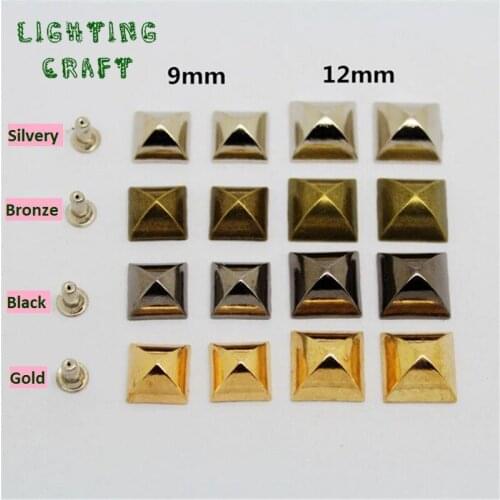 9mm Alloy Sewing Square & Arch Rivet Golden/Black/Bronze And Silver Colors For Clothes/Shoes And DIY Crafts Handmade Project
