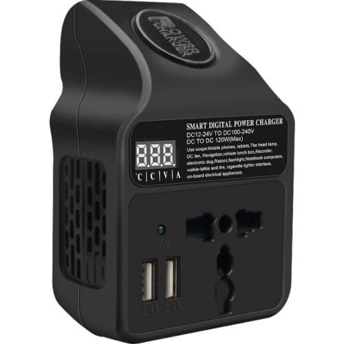 Vehicle-mounted Inverter 12/24V to 220V Vehicle Socket Charger Home Power Converter Multifunctional 120W