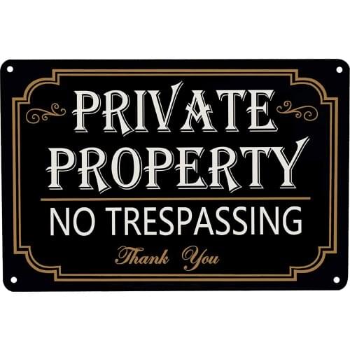 Private Property No Trespassing Safety Privacy Retro Metal Tin Sign Plaque Poster Wall Decor Art Shabby Chic Gift