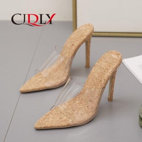 CJDLY 2020 Fashion PVC Women Sandals Womens Pointed Slingback Ankle Strap Kitten Heels Pumps Party Stiletto Heel Sandals