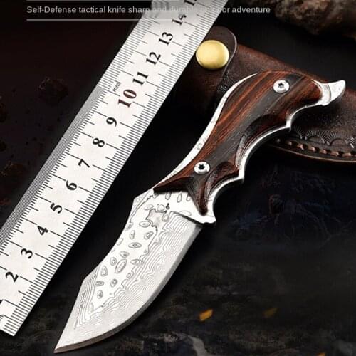 Damascus Tactical Straight Knife with Leather Case To Send Whetstone Rags and Other Boutique Knives