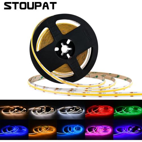 Flexible COB LED Strip Light Bar DC 12V 24V 8mm 308 480 LEDs High Density Tape RA90 Warm Nature Cool White Linear Dimmable FOB